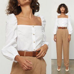 Mara Hoffman Savon Organic Cotton Button Up Top White Small NEW without tags